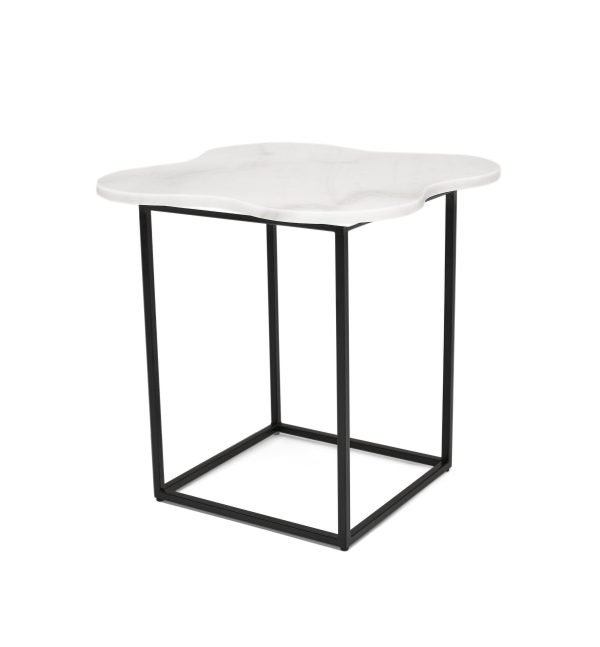 Modrest Aleidy - White Marble + Black Metal End Table - Image 2