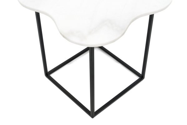 Modrest Aleidy - White Marble + Black Metal End Table - Image 3
