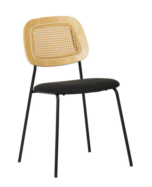 Modern Alizee - Modern Rattan and Black Dining Chair Set of 2