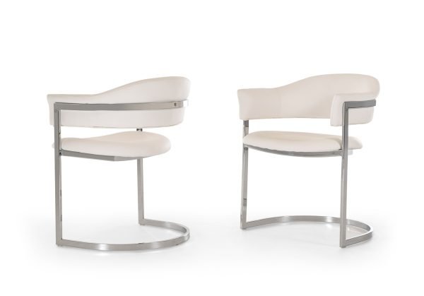 Modrest Allie Contemporary White Leatherette Dining Chair - Image 4
