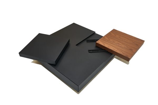 Modrest Ambry Modern Walnut and Flat Black Coffee Table - Image 4