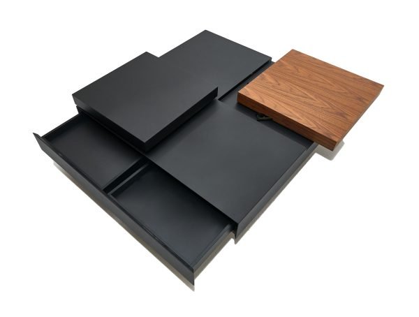 Modrest Ambry Modern Walnut and Flat Black Coffee Table - Image 5