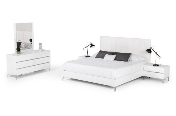 Nova Domus Angela - Italian Modern White Eco Leather Bedroom Set - Image 3