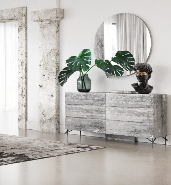 Nova Domus Aria - Italian Modern Multi Grey with texture Round Mirror - Image 2