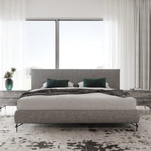 Nova Domus Aria - Italian Modern Multi Grey Q Bed and Two Nightstands