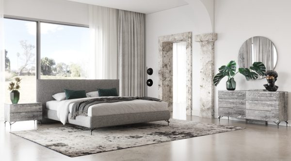 Nova Domus Aria - Italian Modern Grey Fabric Bed - Image 2