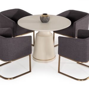 Modrest Yukon Modern Grey Fabric & Antique Brass Dining Chair