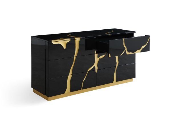 Modrest Aspen - Modern Black and Gold Dresser - Image 2