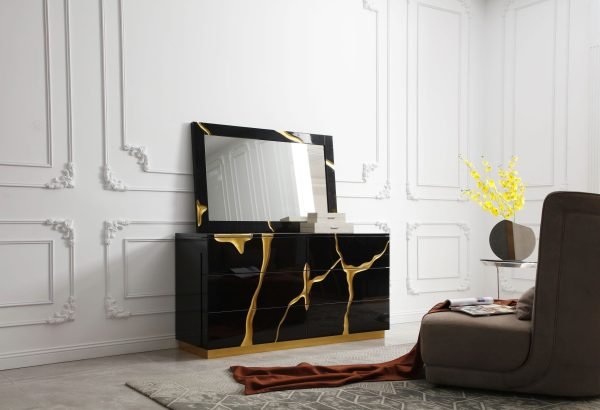 Modrest Aspen - Modern Black and Gold Dresser - Image 3