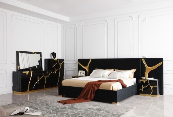 Modrest Aspen - Modern Black and Gold Dresser - Image 4