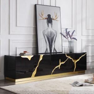 Modrest Aspen - Modern Black & Gold TV Stand