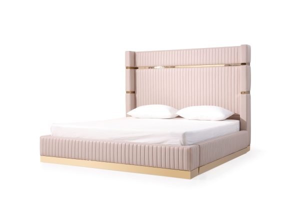 Modrest Sterling - Queen Modern Beige + Gold Bed + Nightstands - Image 3