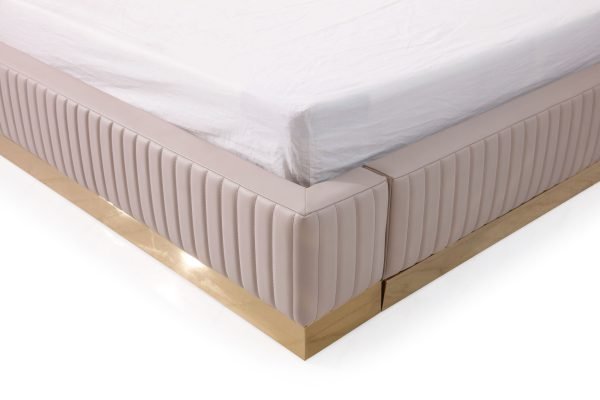 Modrest Sterling - Queen Modern Beige + Gold Bed + Nightstands - Image 4