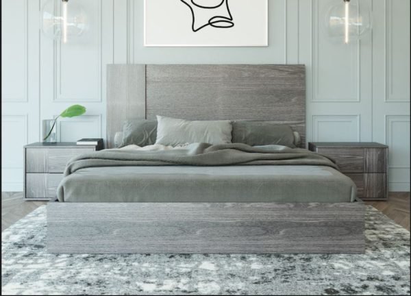 Queen Nova Domus Asus - Italian Modern Elm Grey Bed