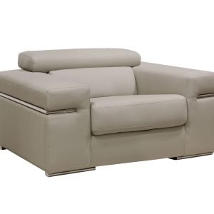 Divani Casa Atlantis - Modern Light Grey Vegan Leather Accent Chair
