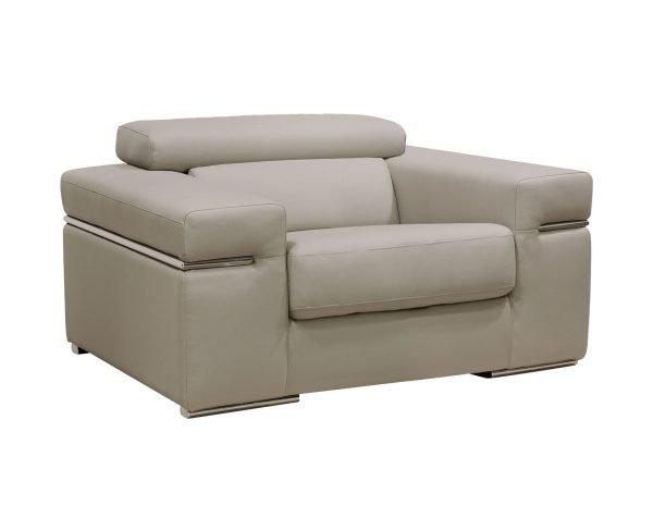 Divani Casa Atlantis - Modern Light Grey Vegan Leather Accent Chair