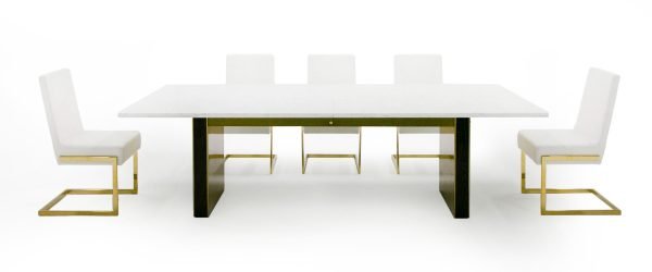 Modrest Auer - White Marble & Gold Dining Table - Image 4