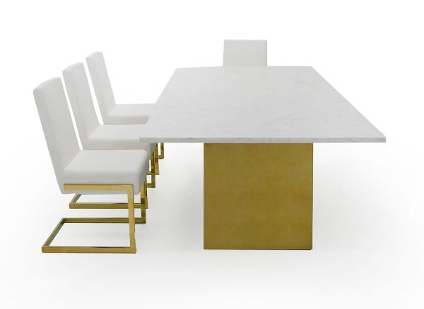 Modrest Auer - White Marble & Gold Dining Table - Image 5