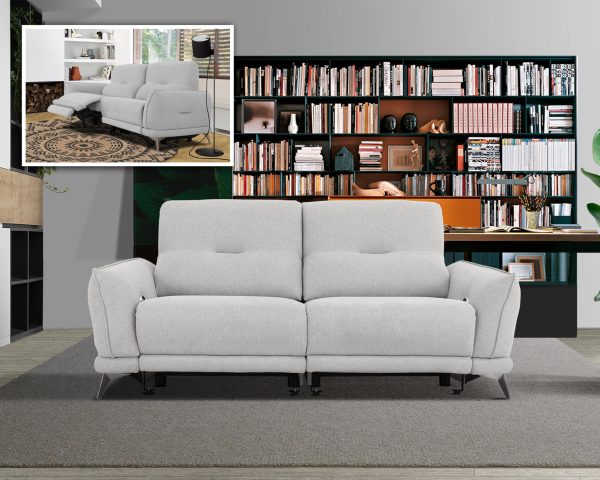 Divani Casa Austria - Modern Grey Fabric Loveseat w/ Electric Recliners - Image 3