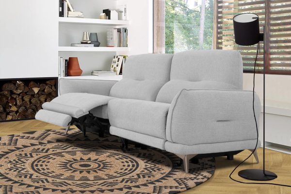 Divani Casa Austria - Modern Grey Fabric Loveseat w/ Electric Recliners - Image 4