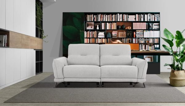 Divani Casa Austria - Modern Grey Fabric Loveseat w/ Electric Recliners - Image 5