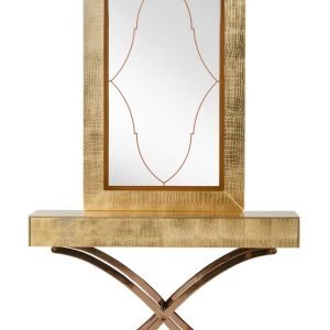 A&X Aversa - Gold Crocodile Console Table & Mirror