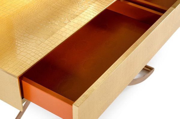 A&X Aversa - Gold Crocodile Console Table & Mirror - Image 3