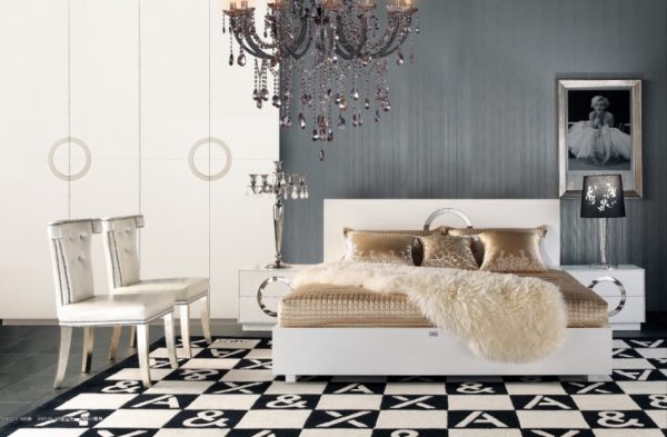 A&X Ovidius - Modern White Crocodile Lacquer Bed