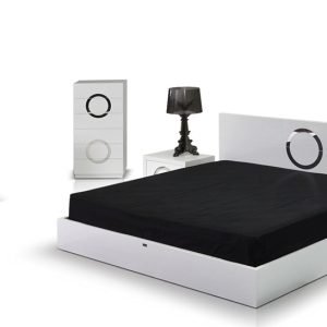 California King A&X Ovidius - Modern White Crocodile Lacquer Bed