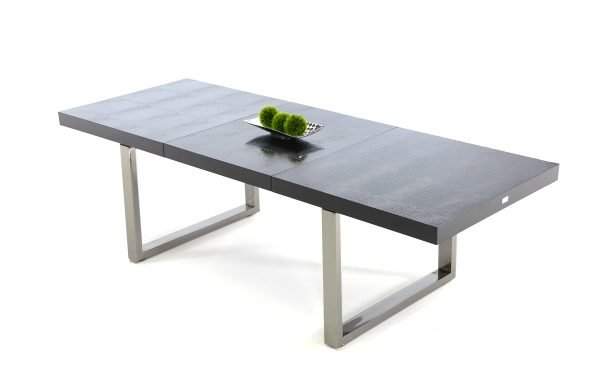 A&X Skyline Modern Black Crocodile Lacquer Extendable Dining Table - Image 2