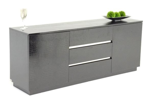 Armani Xavira Skyline Modern Black Crocodile Lacquer Buffet - Image 2