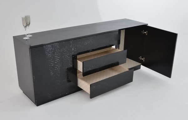 Armani Xavira Skyline Modern Black Crocodile Lacquer Buffet - Image 3