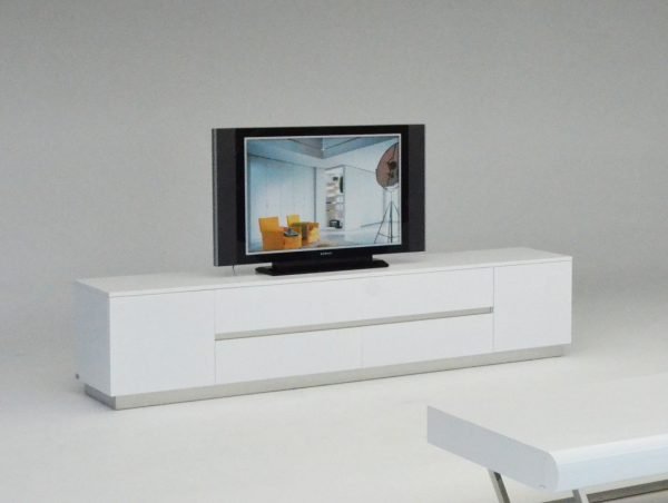 A&X Skyline Modern White Crocodile TV Entertainment Center - Image 2