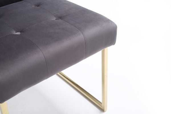 Modrest Legend Modern Grey Fabric & Gold Dining Chair (Set of 2) - Image 3