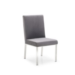 Modrest Reba Modern Grey Velvet & Stainless Steel Dining Chair (Set of 2)