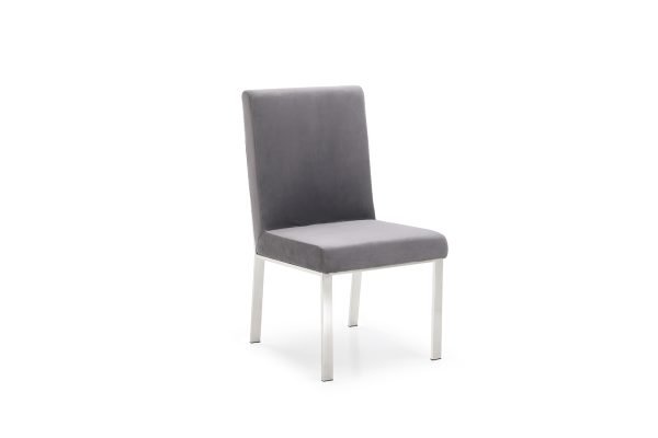 Modrest Reba Modern Grey Velvet & Stainless Steel Dining Chair (Set of 2)