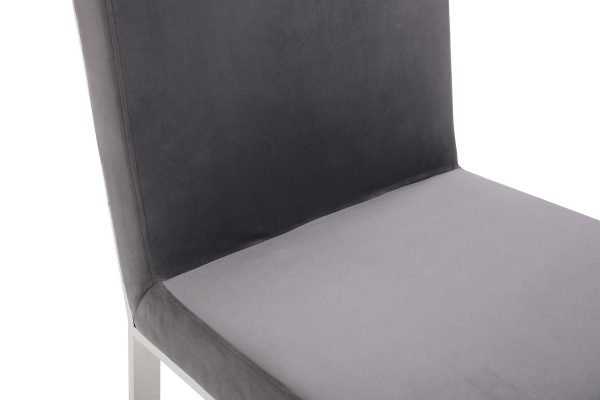 Modrest Reba Modern Grey Velvet & Stainless Steel Dining Chair (Set of 2) - Image 5