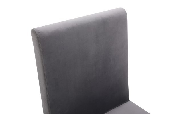 Modrest Reba Modern Grey Velvet & Stainless Steel Dining Chair (Set of 2) - Image 3