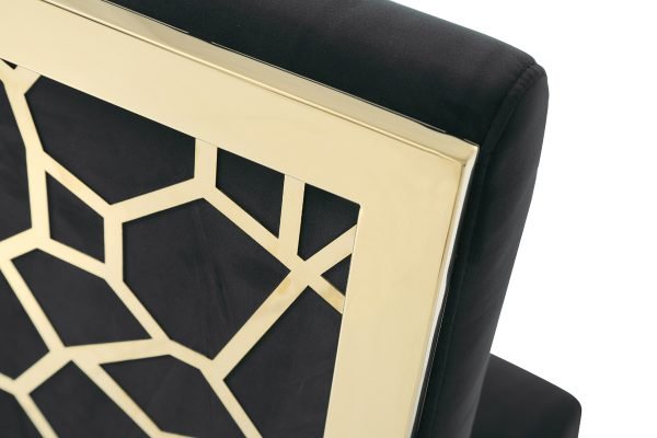 Modrest Reba Modern Black Velvet & Gold Dining Chair (Set of 2)