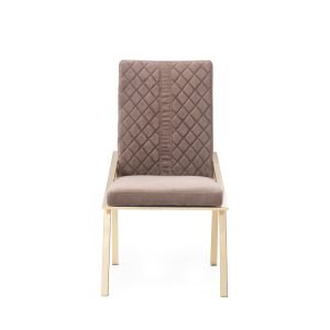 Modrest Acton Modern Brown Velvet & Gold Dining Chair (Set of 2)