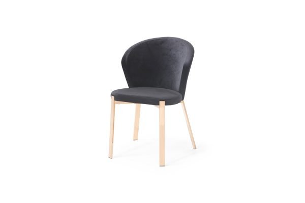 Modrest Nadia Modern Black Velvet & Rosegold Dining Chair (Set of 2) - Image 3