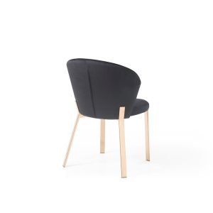 Modrest Nadia Modern Black Velvet & Rosegold Dining Chair (Set of 2)