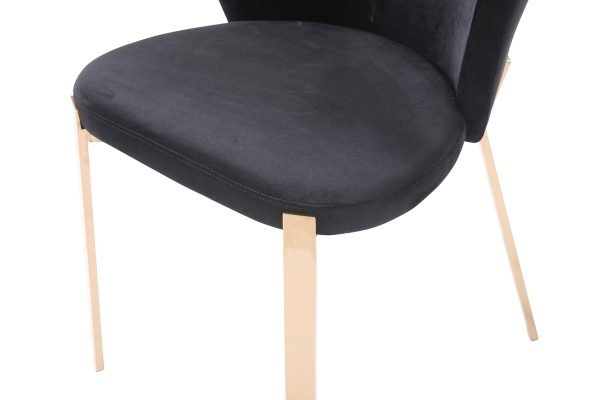 Modrest Nadia Modern Black Velvet & Rosegold Dining Chair (Set of 2) - Image 4
