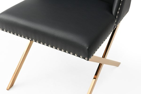 Modrest - Alexia Modern Black Leatherette & Rosegold Dining Chair - Image 2