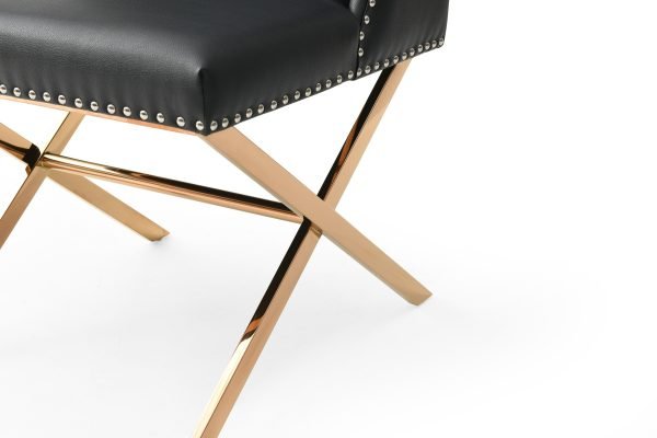 Modrest - Alexia Modern Black Leatherette & Rosegold Dining Chair - Image 3