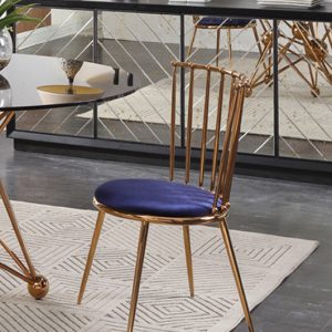Brenna - Modern Blue & Gold Dining Chair (Set of 2)