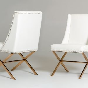 Modrest Alexia - Modern White + Rosegold Dining Chair