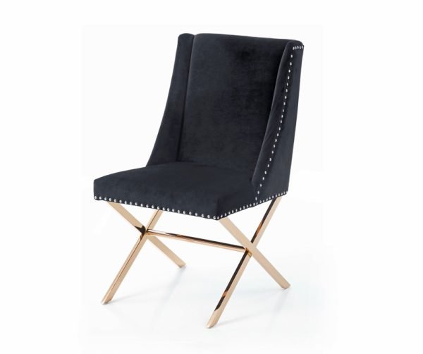 Modrest Alexia Modern Black & Rosegold Dining Chair - Image 5