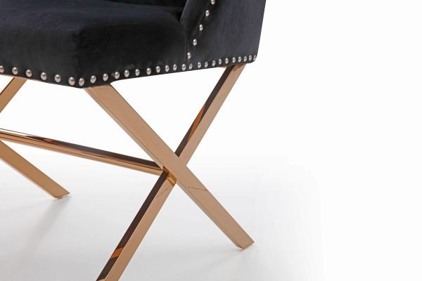Modrest Alexia Modern Black & Rosegold Dining Chair - Image 3