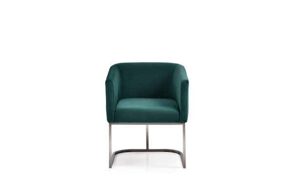 Modrest Yukon Modern Green Velvet & Black Gun Dining Chair - Image 3